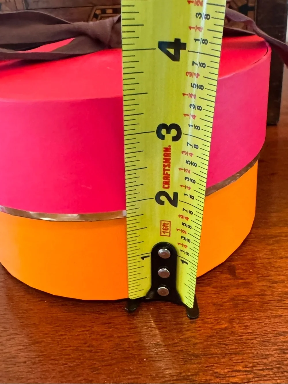 Kate Spade Round Jewelry Keepsake Box Pink Orange Ribbon